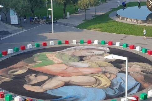 PESARO: RAFFAELLO RIPRODOTTO CON I GESSI COLORATI