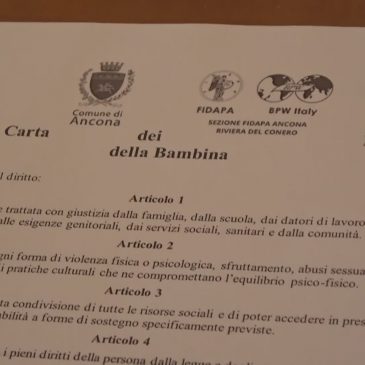 ANCONA, FIRMATA LA CARTA DEI DIRITTI DELLA BAMBINA